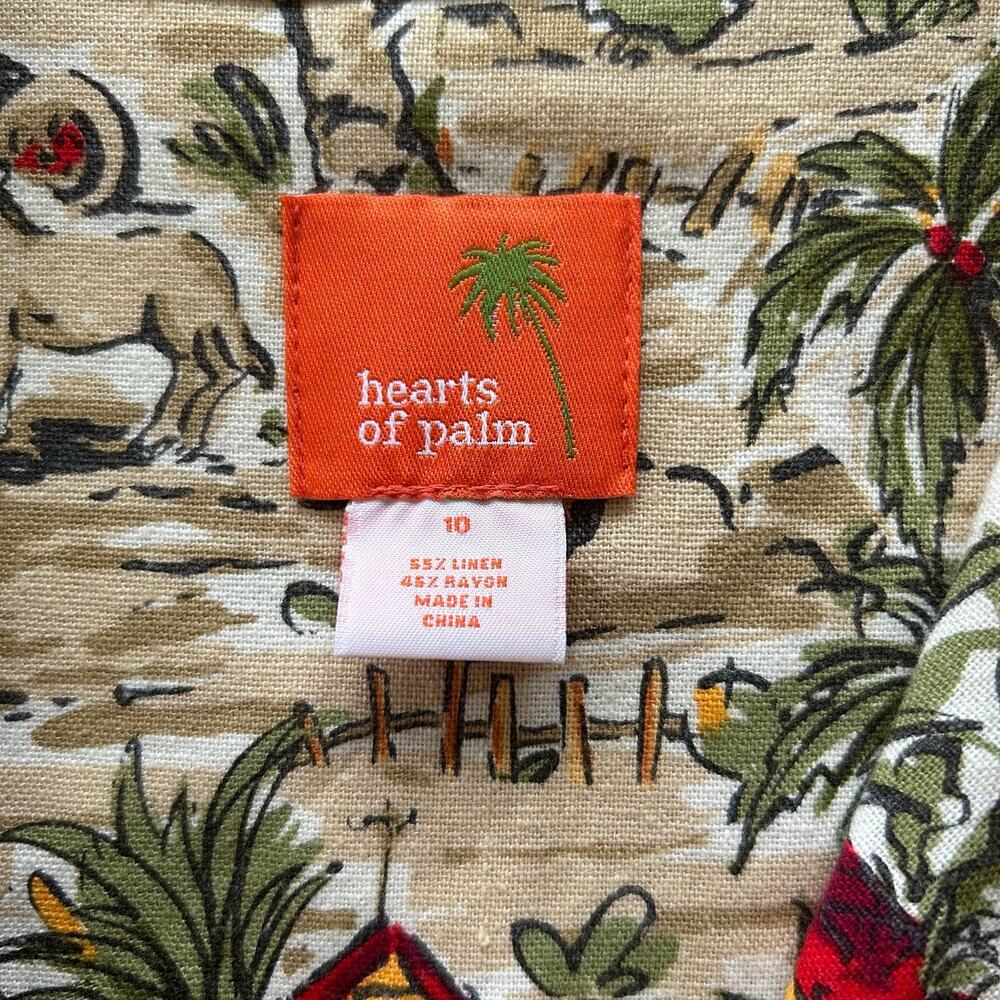 Hearts of Palm Linen Blend Tropical Resort Shirt Size 10, Vibrant Cactus & Palm​ - Picture 4 of 8